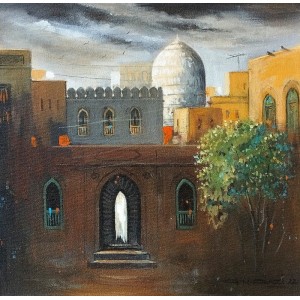G. N. Qazi, 14 x 14 inch, Acrylic on Canvas, Cityscape Painting, AC-GNQ-075